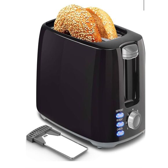 NEW Black Best Rated Wide Slot 2 slice Toaster, 7 Bread Shade Settings - Picture 1 of 8